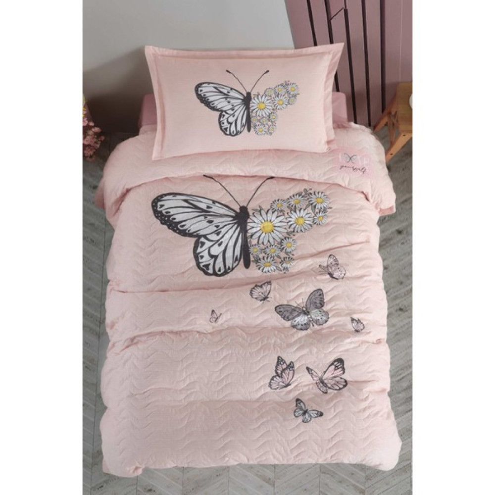 Clasy Ranforce %100 Pamuk Tek Kişilik Dört Mevsim Daisy Love v2 - 180 x 230 cm - Somon Nevresim Takımı Fiyatı