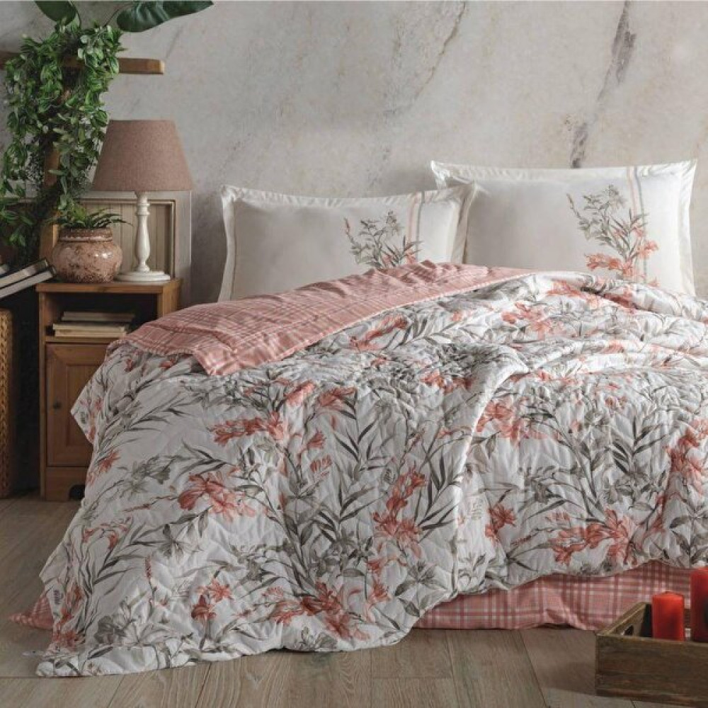 Clasy Ranforce Dört Mevsim Çift Kişilik Set  Aprila V1 Pudra - 220 x 230 cm Nevresim Takımı Fiyatı
