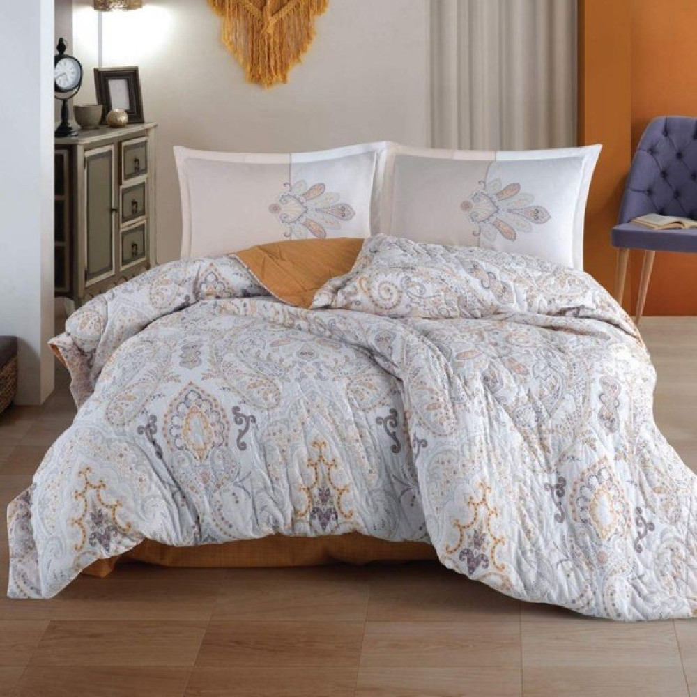Clasy Ranforce Dört Mevsim Set Tek Kişilik Aramis V1 Hardal - 180 x 230 cm Nevresim Takımı Fiyatı