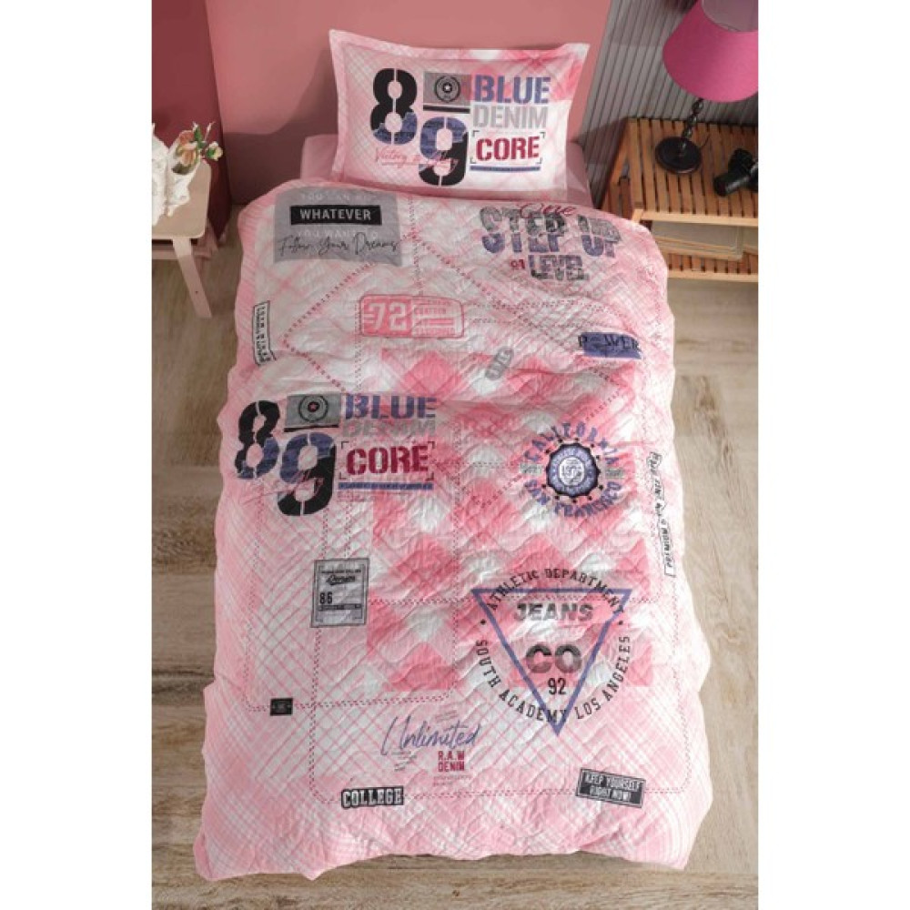 Clasy Ranforce Pamuk Tek Kişilik Dört Mevsim Denim - 180 x 230 cm - Pembe Nevresim Takımı Fiyatı