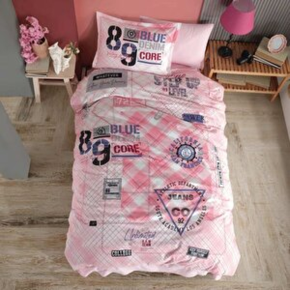Clasy Tek Kişilik Pamuk Ranforce Nevresim Takımı Denim V1 Pembe Nevresim Takımı Fiyatı