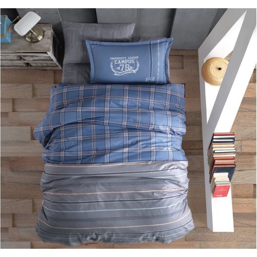 Clasy Tek Kişilik Ranforce Nevresim Takımı Campus V2 Mavi - 180 x 240 cm Nevresim Takımı Fiyatı