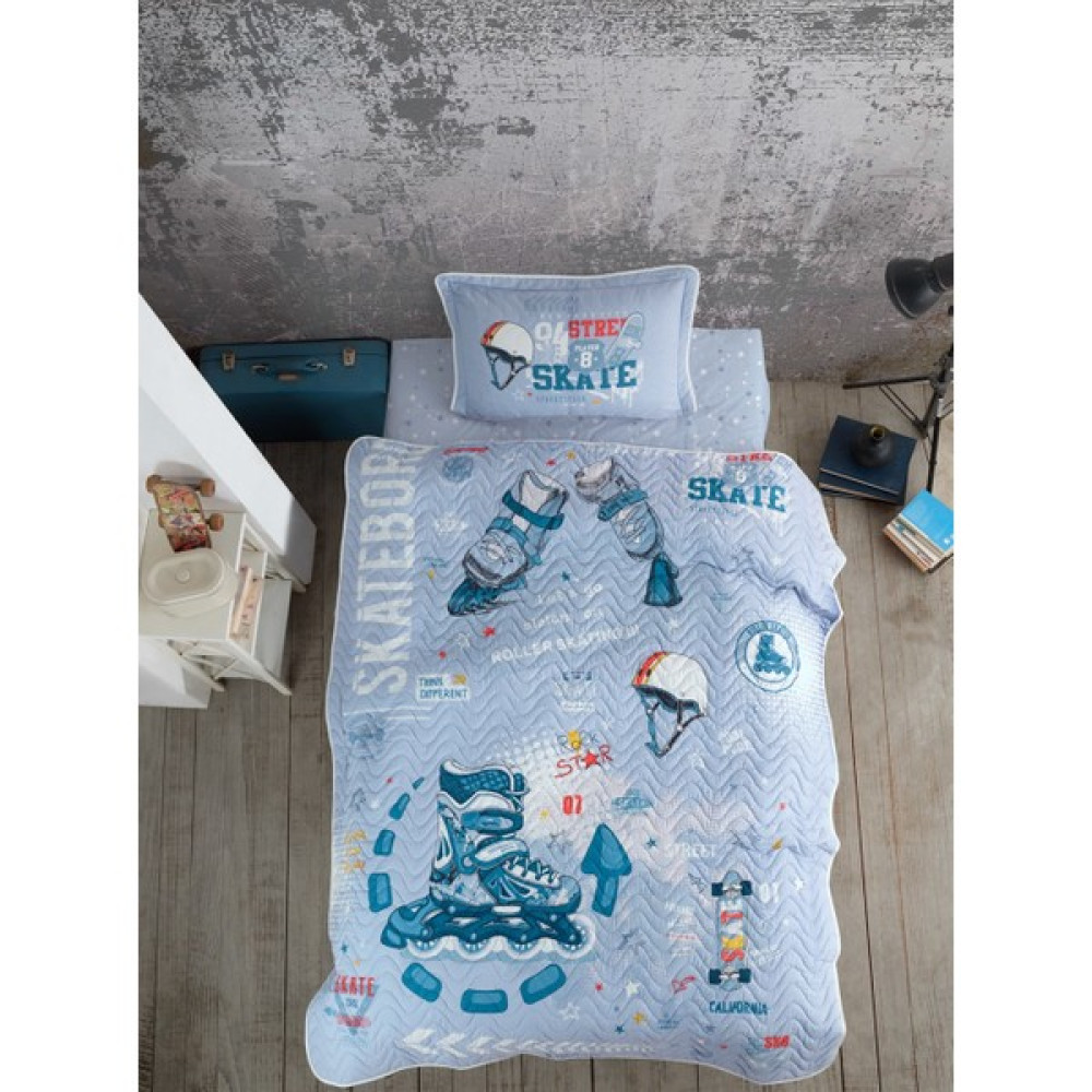 Clasy Tek Kişilik Ranforce Yatak Örtüsü Seti Skyland 180 x 240 cm Mavi Yatak Örtüsü Fiyatı