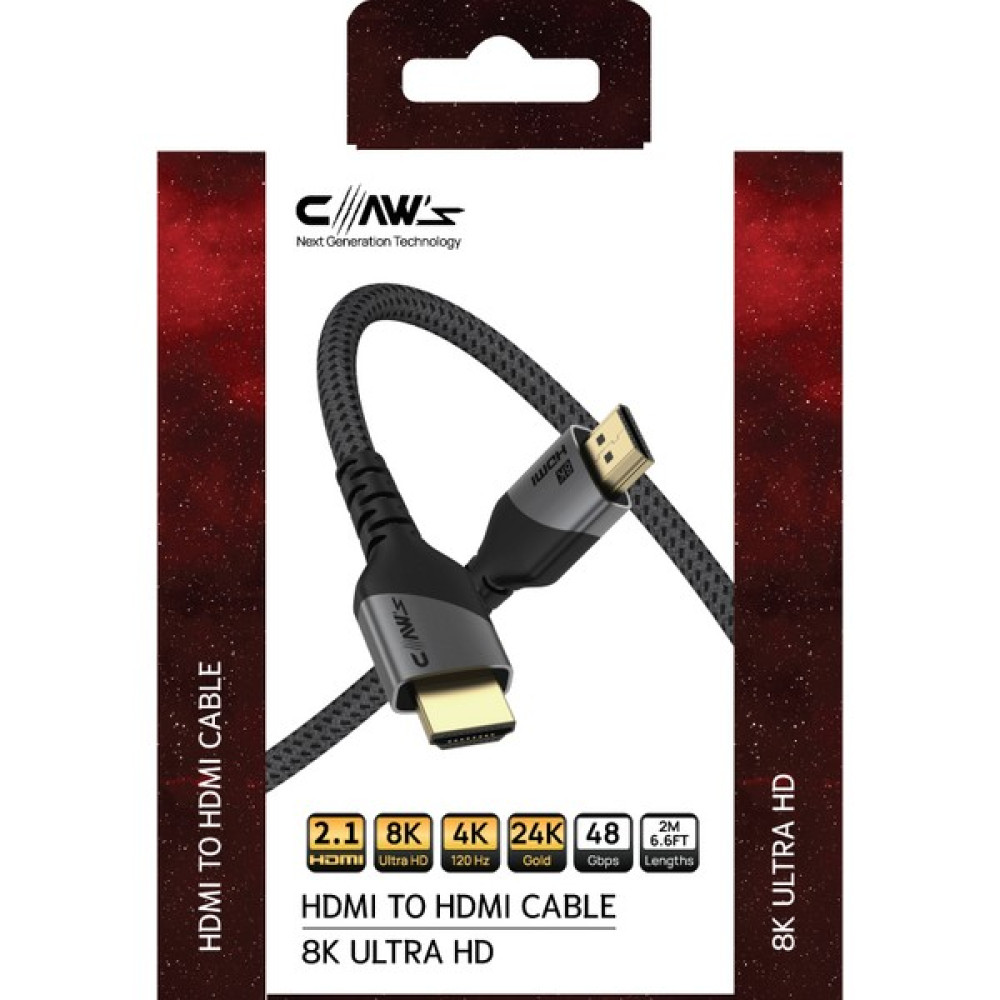 Claw's 8K UHD HDMI 2.1 48 Gbps / 24K Gold / Alüminyum Gövdeli 8K 60Hz-4K 120Hz-2K 240HZ-FHD 240Hz Destekli Premium HDMI Kablo(C-HP-B1) HDMI Kablo Fiyatı