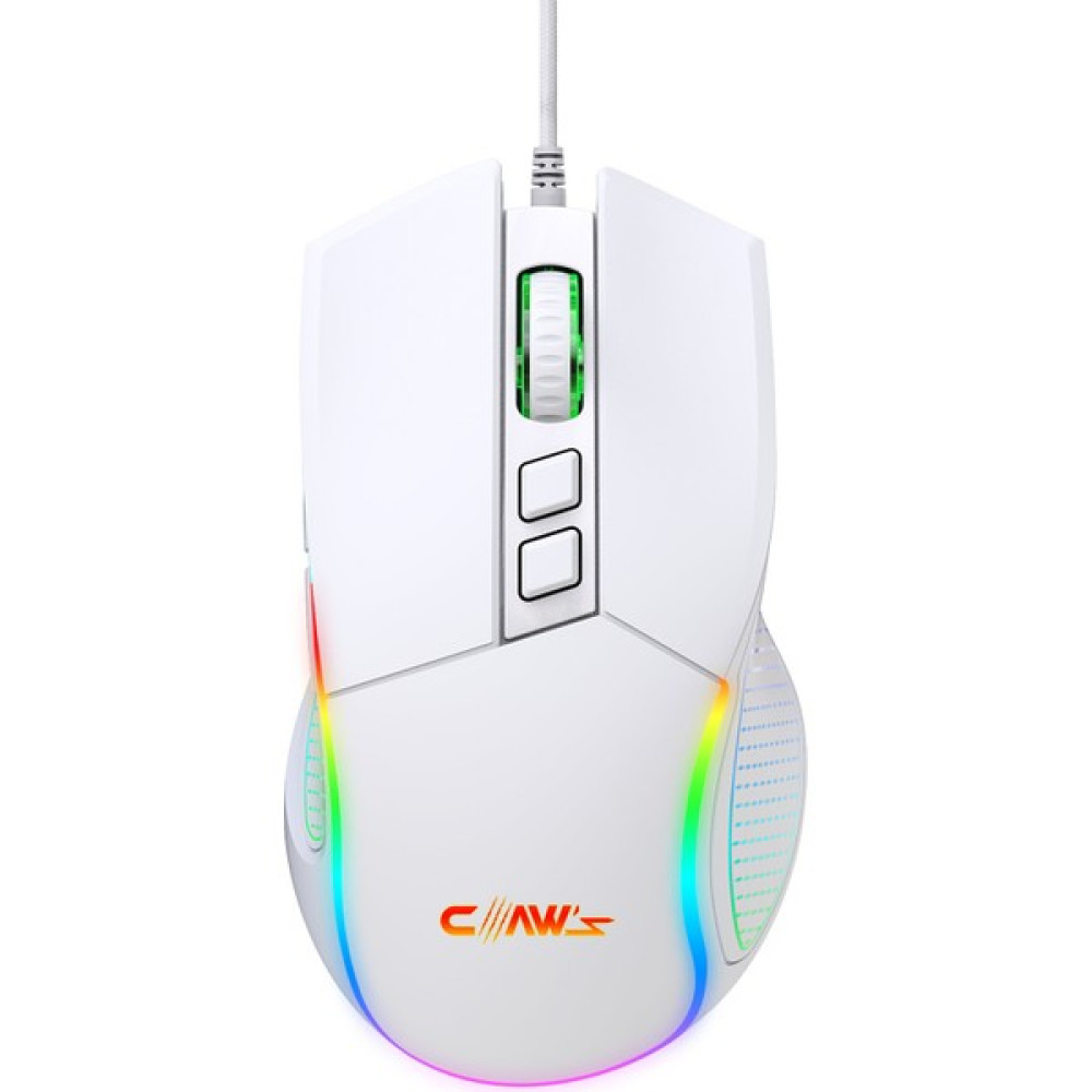 Claw's Crossfire V1 12800 Dpi Full Wide RGB Özel ABS Doku & Claw's Reflex Örgü Kablolu Gaming Mouse - Beyaz Klavye - Mouse Fiyatı