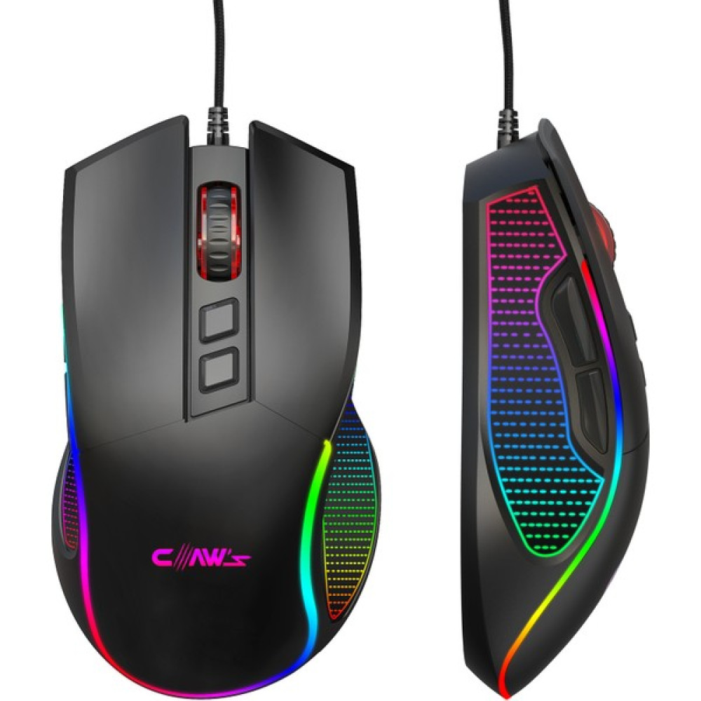 Claw's Crossfire V1 12800 Dpi Full Wide RGB Özel ABS Doku & Claw's Reflex Örgü Kablolu Gaming Mouse - Siyah Klavye - Mouse Fiyatı