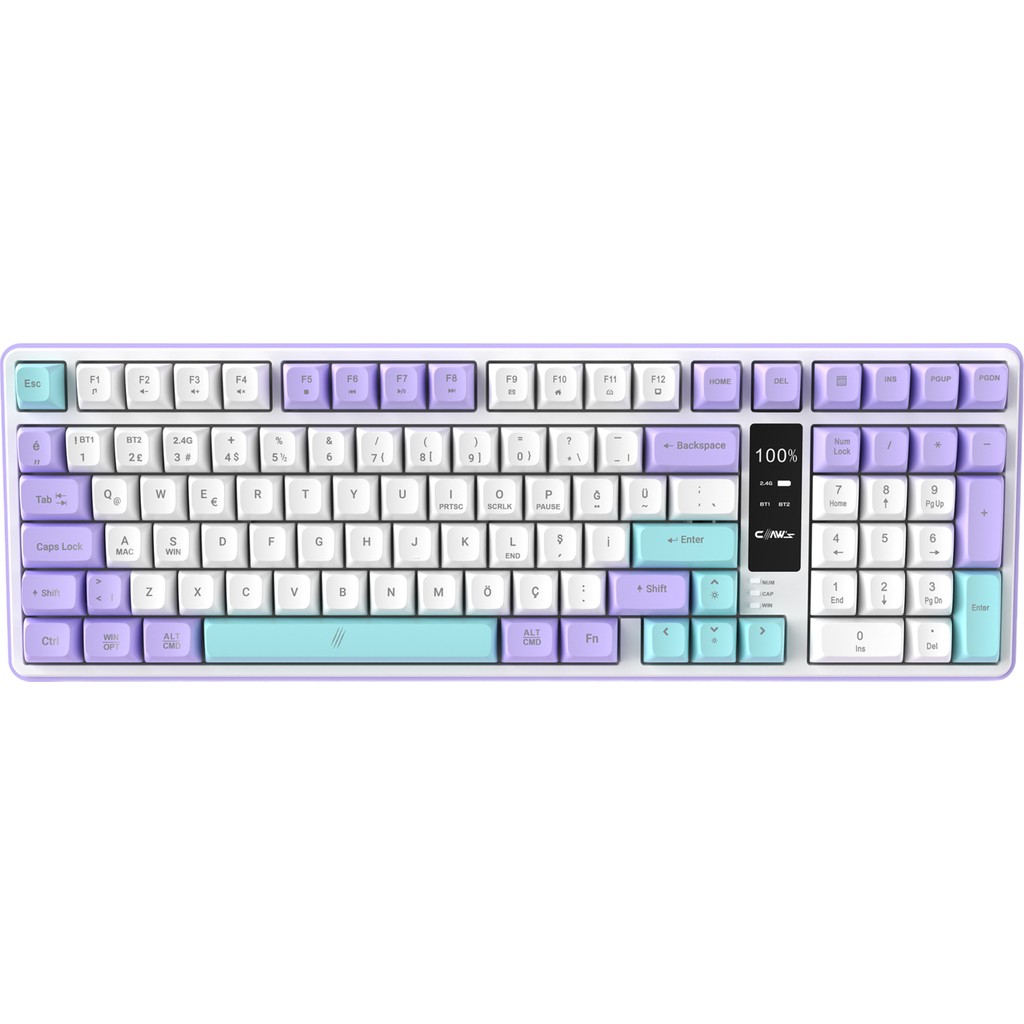 Claw's Luma Air Kablosuz 3 Modlu LCD Ekran - Chromatic Rgb Modlu - Ultra Tepkime & Konfor 100 Tuş Membran Gaming & Ofis Klavyesi (2.4g + Bt1 + Bt2 ... Klavye - Mouse Fiyatı