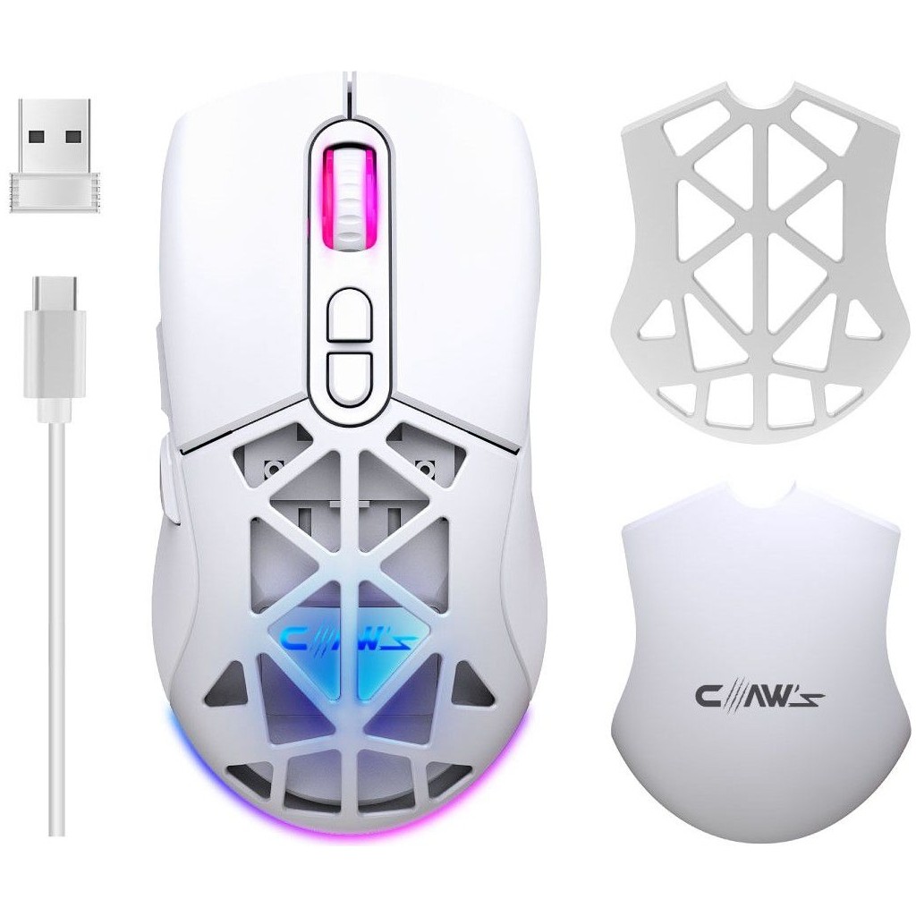 Claw's Nexus Air V1 Kablosuz 10000 Dpi Pixart PMW3325 Sensör Makro Yazılımlı & Değiştirilebilir Kapaklı RGB Kablosuz Gaming Mouse - Beyaz (2.4 GHz ... Klavye - Mouse Fiyatı