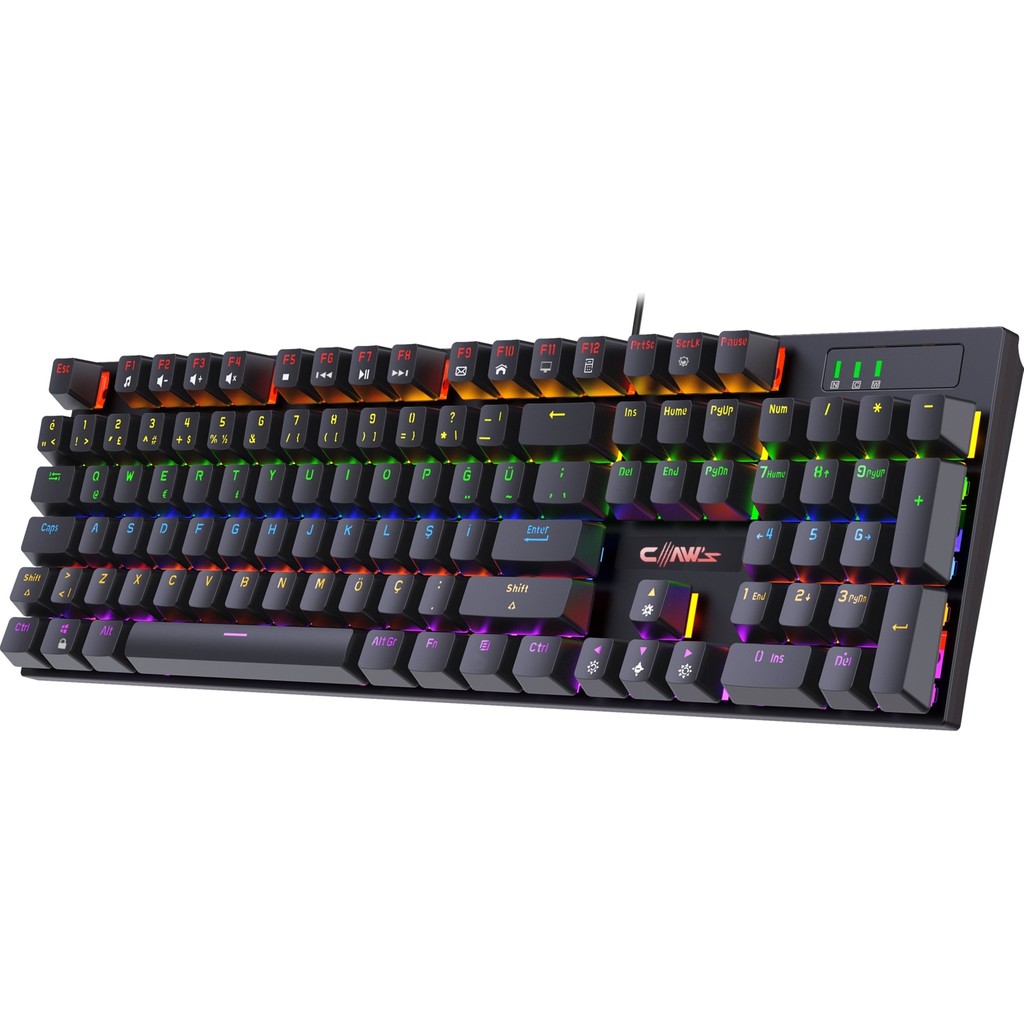 Claw's Rapidfire Red Switch Mekanik & Rainbow Rgb Aydınlatma Anti-Ghosting Çift Enjeksiyon 105 Tuşlu Full Form Mekanik Klavye - Siyah Klavye - Mouse Fiyatı