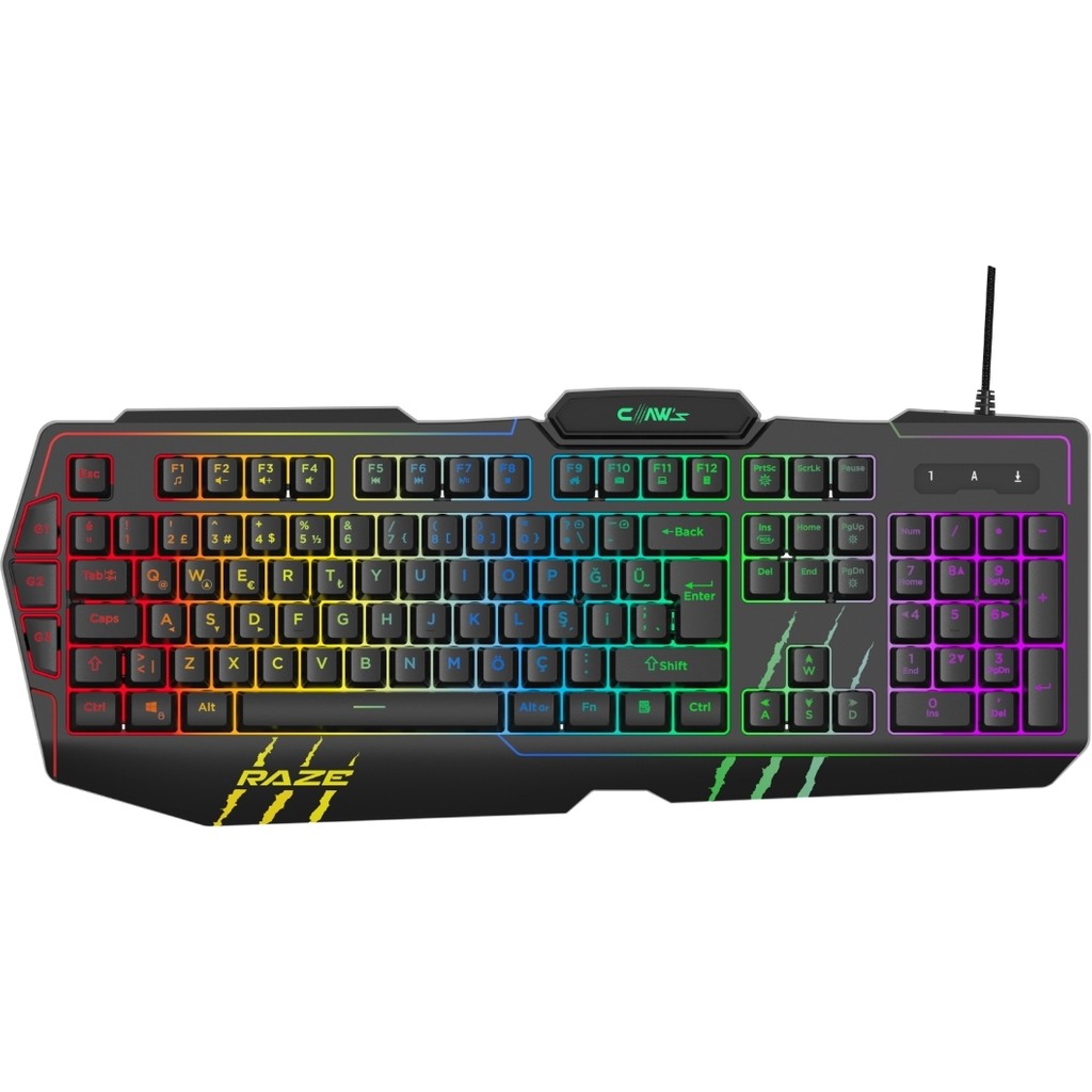“ Claw's Raze RGB Yazılım & Harici G-Makro Tuşlu - Lazer Baskılı Özel ABS Materyal - Örgü Kablolu Membran Oyuncu Klavyesi Klavye - Mouse Fiyatı