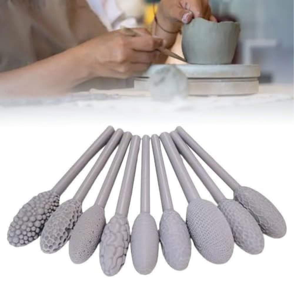 Clay Art Texturing Tool Set, a Set of 9 DIY Pottery Oval Pattern Clay texturing Roller, Single Head Polymer Clay Roller, Clay Modeling Roller kit (1*Pcs)