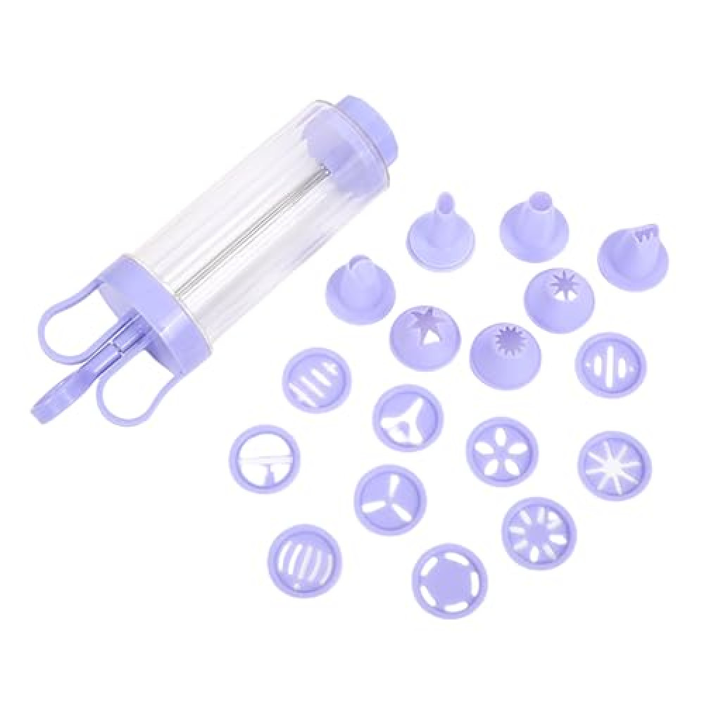 Clay Extruder Gun Fondant Extruder with 20 Tips Sugar Paste Extruder Cake Decor ToolsStainless Steel Clay Extruder Sugar Paste Extruder Cake Fondant Decorating Tool Set (Mounting Gun Purple)