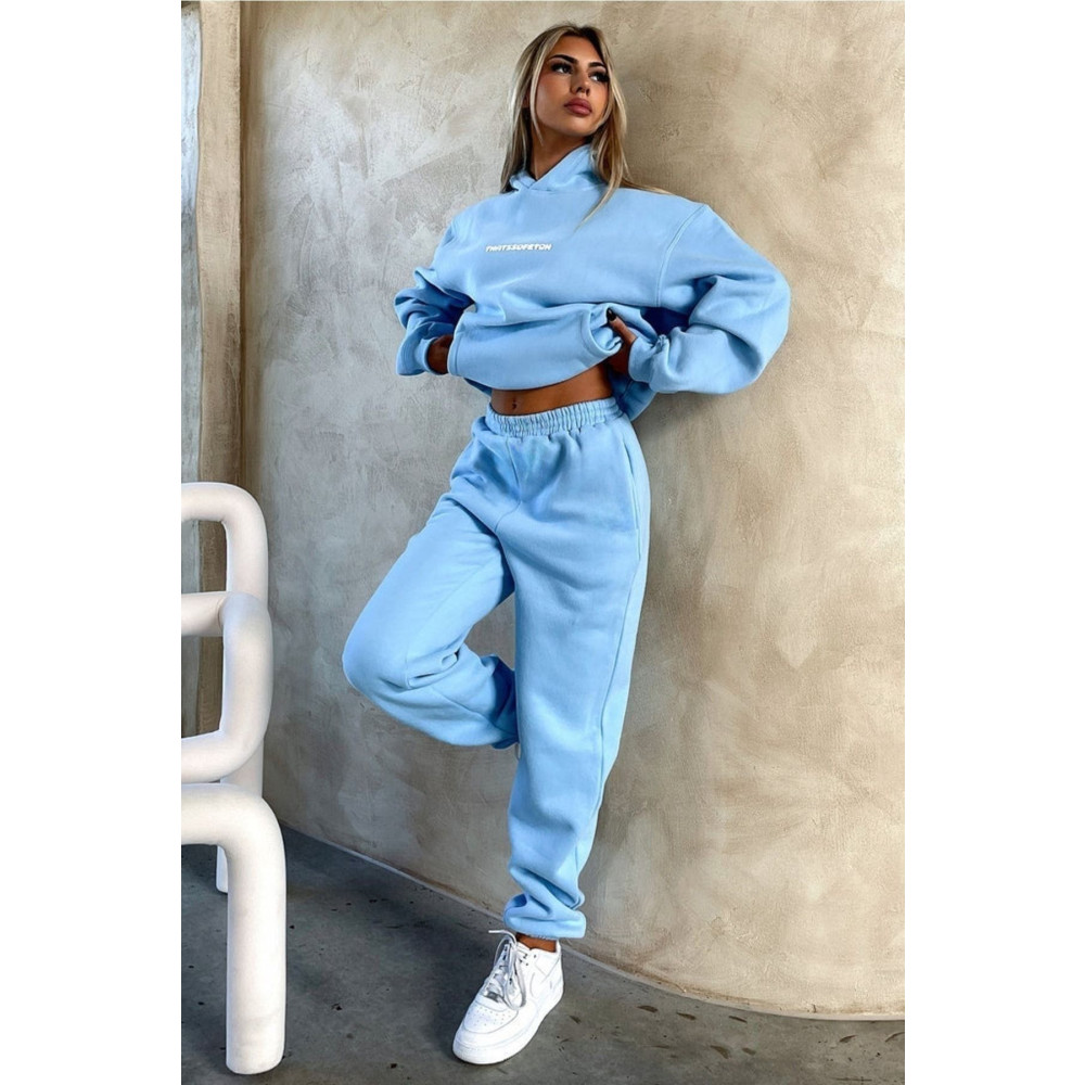 CLAYES Bebe Mavisi That So Fetch Eşofman Takımı - Baskılı Oversize Kapüşonlu Şardonlu M Beden Kadın Eşofman Fiyatı