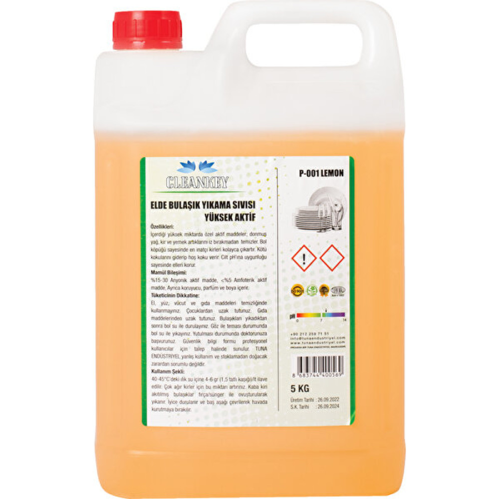 Cleankey Elde Bulaşık Yıkama Deterjanı Sıvı Konsantre Plus 5 kg - 5 lt Bulaşık Yıkama Fiyatı