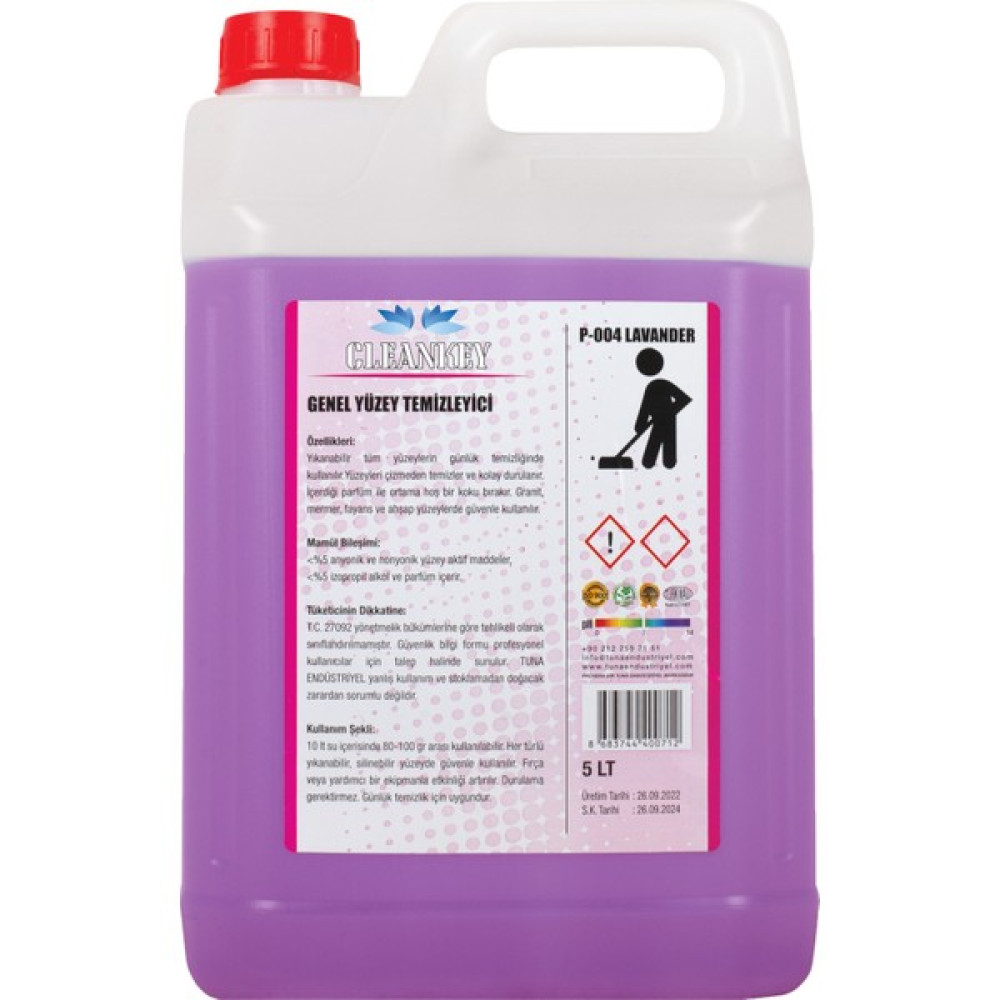 Cleankey Genel Yüzey Temzileyici 5 Lt Kalıcı Parfümlü - Mor Parlatıcı ve Temizleyiciler Fiyatı