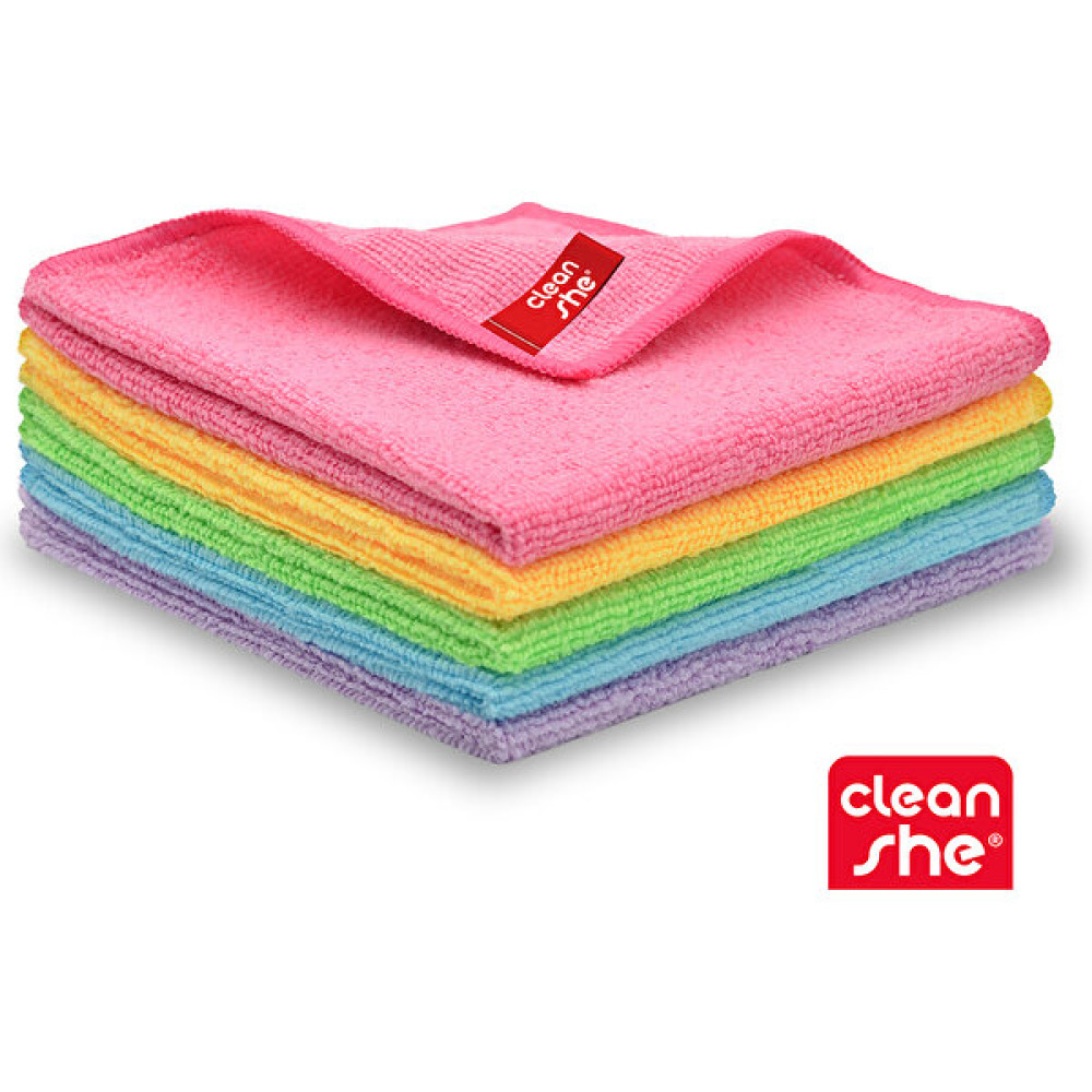 Cleanshe Klasik Seri Temizlik Mikrofiber Temizlik Bezi 5'li Set 32X32 - Renkli - Standart Temizlik Malzemeleri Fiyatı