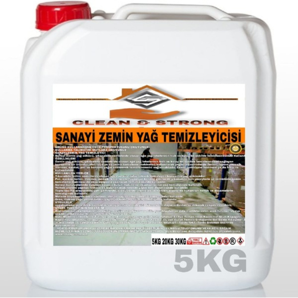 Clean&Strong Sanayi Zemin Yağ Temizleyici 5kg - 5 kg Oto Genel Temizlik Fiyatı