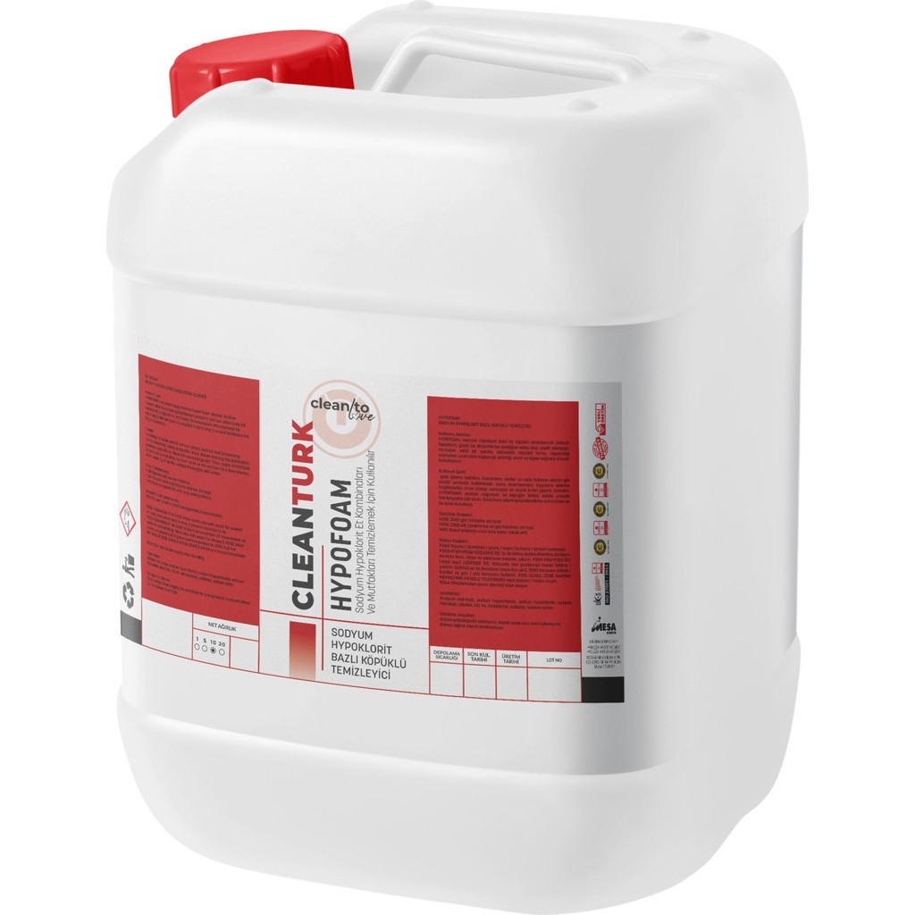 Cleanturk Hypofoam Klor Bazlı Alkali Köpük Temizleyici – Gıda Sektörüne Uygun Yağ ve Kir Sökücü 10 kg Diğer Fiyatı