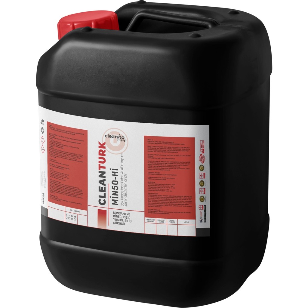 Cleanturk MIN50-Hİ Bakır & Alüminyum Uyumlu Kireç Çözücü | Pas, Silis ve Yosun Temizleyici 10 kg Deterjan ve Temizlik Ürünleri Fiyatı