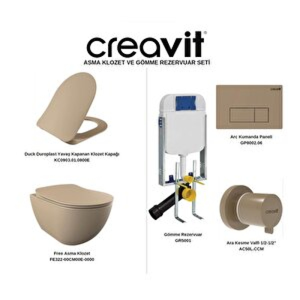 Cleanvac Creavit Fe322 Asma Klozet Ve Gömme Rezervuar Seti Capuccino Mat Klozet Fiyatı