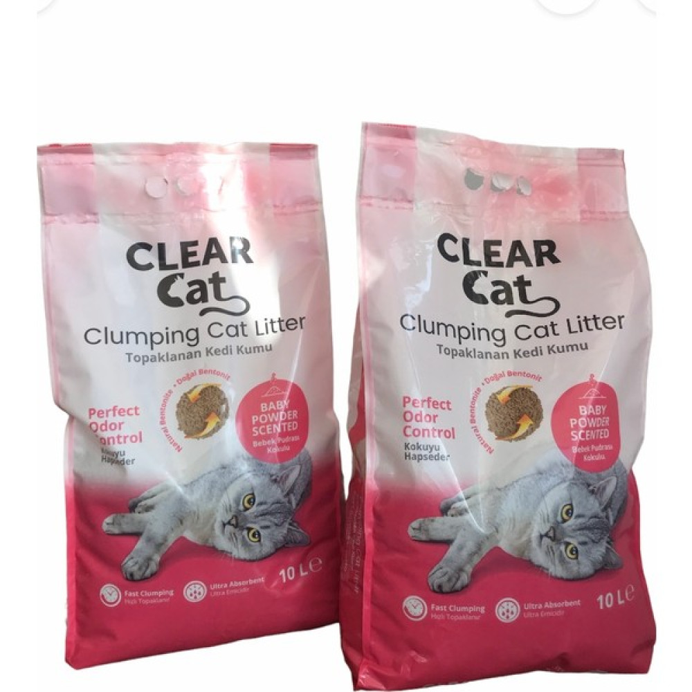 Clear Cat 10LT*2 Ad Bebek Pudrası Kokulu Kedi Kumu Evcil Hayvan Ürünleri Fiyatı
