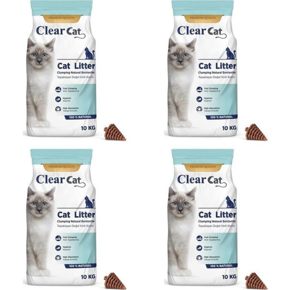 Clear Cat Kokusuz Topaklanan Bentonit Kedi Kumu Ince 10 Lt x 4 Adet Evcil Hayvan Ürünleri Fiyatı
