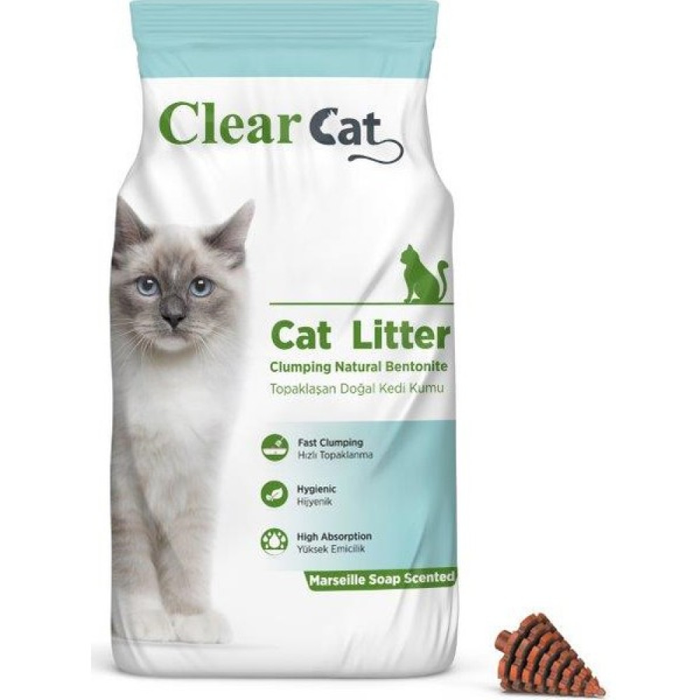 Clear Cat Marsilya Sabunu Kokulu 5 Kg İnce Taneli Bentonit Kedi Kumu Evcil Hayvan Ürünleri Fiyatı