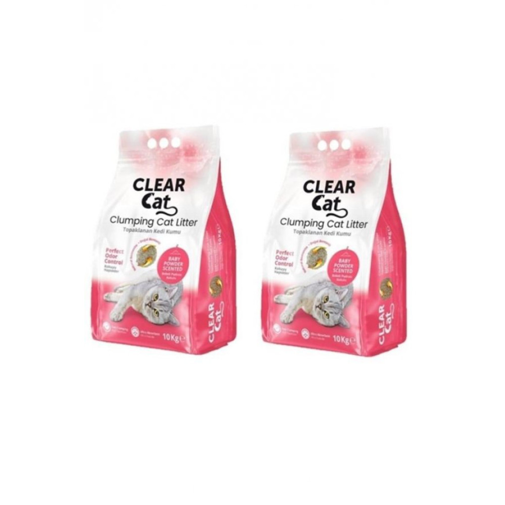 Clear Cat Pudrali Topak Bentonit Kedi Kumu Ince 10 Kg 2 Adet Evcil Hayvan Ürünleri Fiyatı
