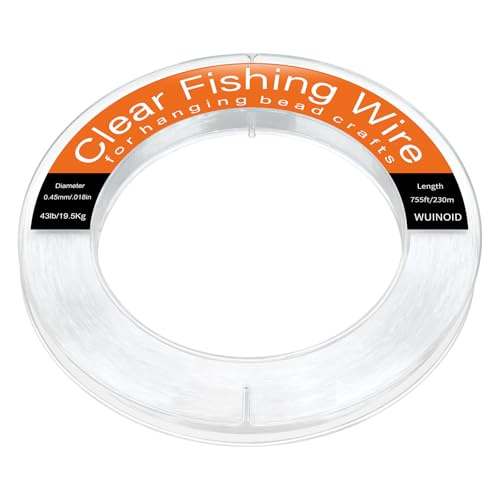 Clear Fishing Line Wire 755 ft, Invisible Fishing Wire Nylon String for Hanging Balloons Crafts Picture Decorations, Clear String for Bracelets Necklaces, Jewelry Making Beading Threads Cords, WUINDID