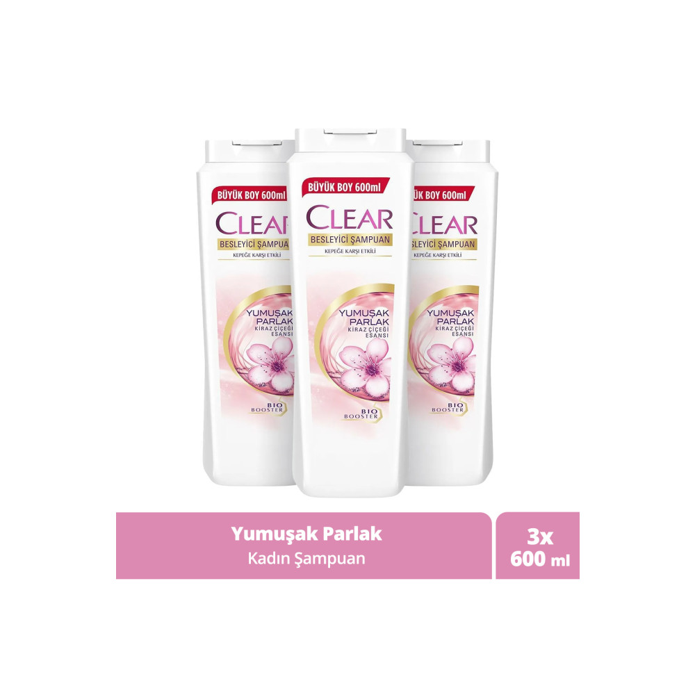 Clear Kepeğe Karşı Etkileyici Besleyici Şampuan Yumuşak Parlak Kiraz Çiçeği Esansı 600 ml X3 Şampuan ve Saç Kremi Fiyatı