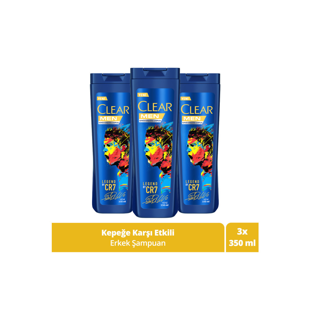 Clear Men Kepeğe Karşı Etkili Şampuan Legend By Cr7 Cristiano Ronaldo 350 ml X3 Adet Şampuan ve Saç Kremi Fiyatı