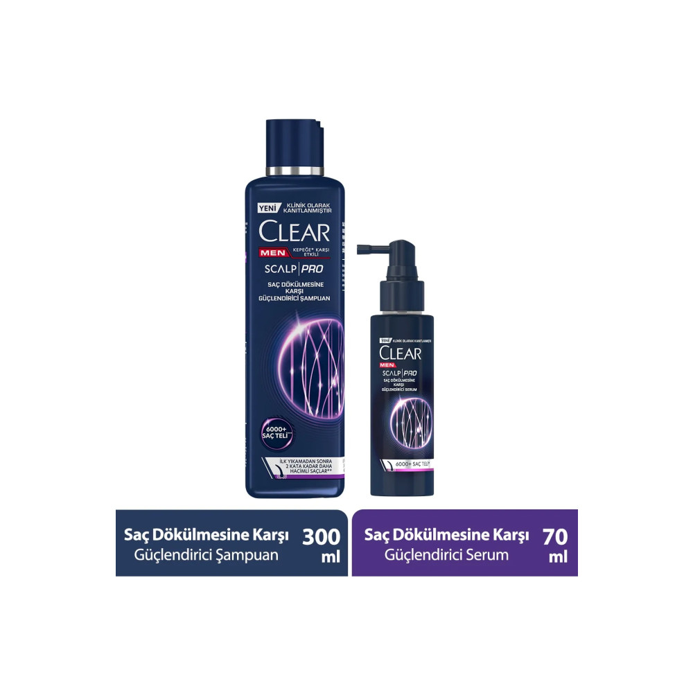 Clear Men Scalp Pro Güçlendirici Şampuan Saç Dökülmesine Kepeğe Karşı Etkili 300 Ml + Serum 70 Ml Şampuan ve Saç Kremi Fiyatı