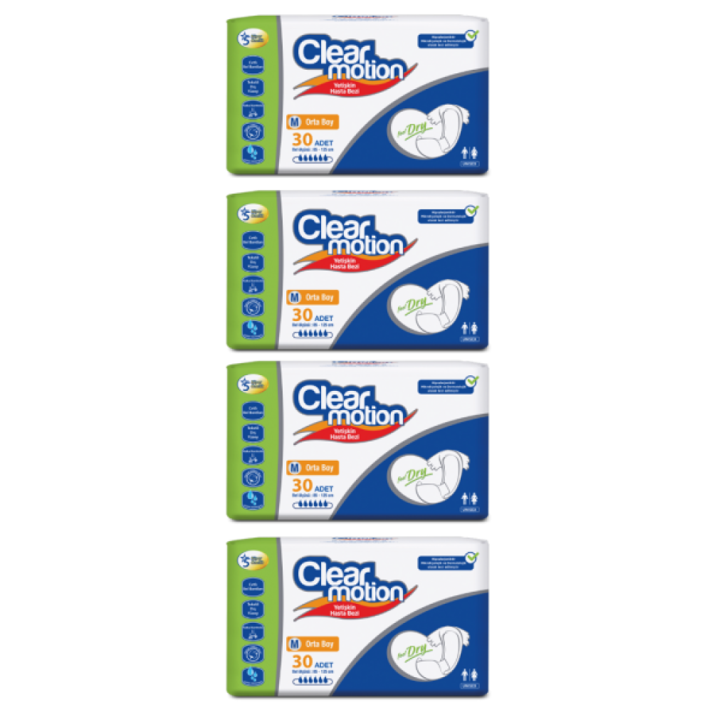 Clear Motıon Bel Bantli Hasta Alt Bezi Orta Boy Medium 30'Lu 4 Paket Clearmotionm120 Hasta Bezleri ve Temizliği Fiyatı