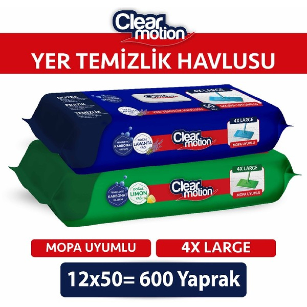 Clear Motion Yer Temizlik HAVLUSU(12X50) 600 Yaprak Bebek Bakım Fiyatı
