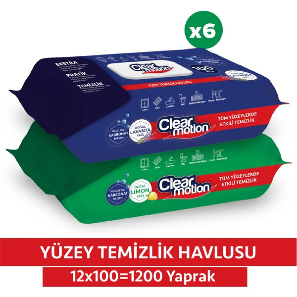 Clear Motion Yüzey Temizlik Havlusu (12X100) 1200 Yaprak Bebek Bakım Fiyatı