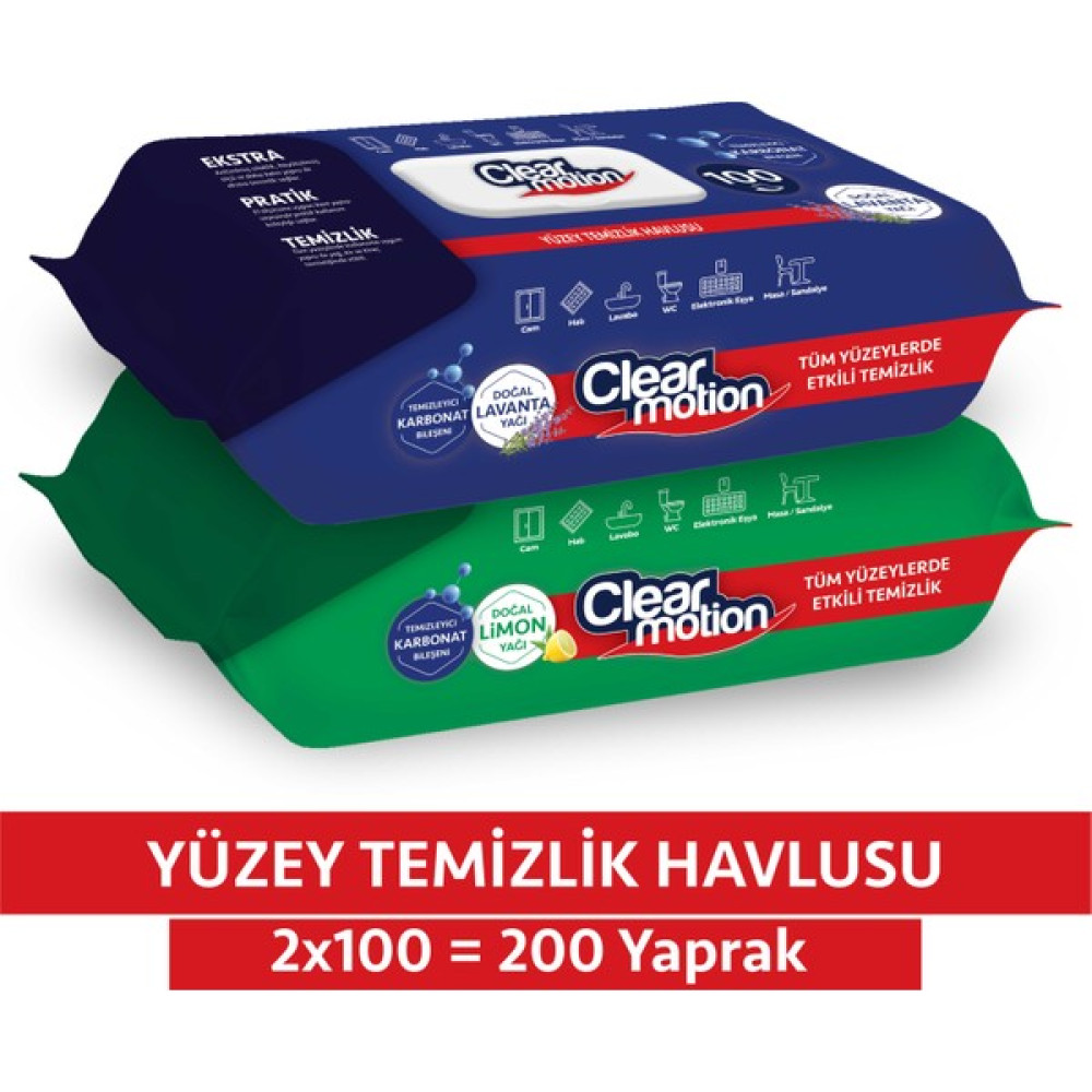 Clear Motion Yüzey Temizlik Havlusu (2X100) 200 Yaprak Bebek Bakım Fiyatı