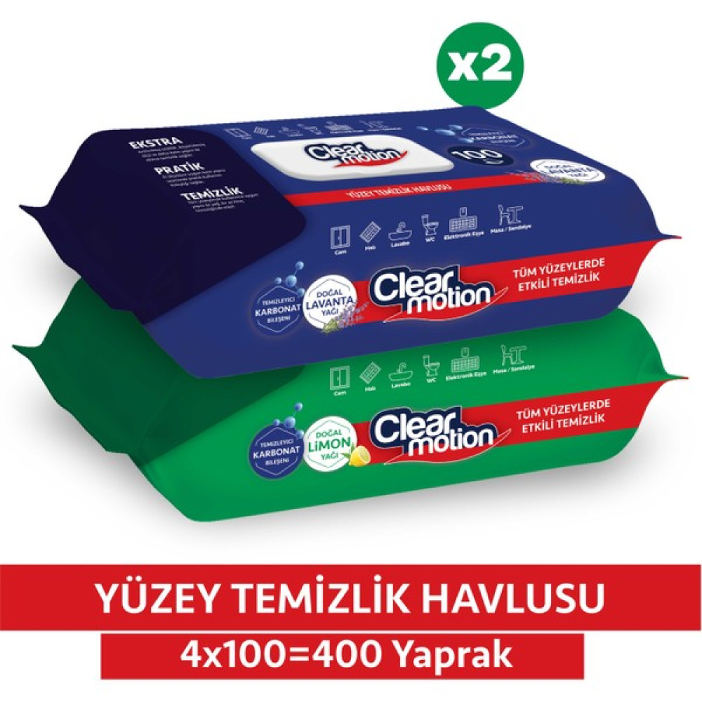 Clear Motion Yüzey Temizlik Havlusu (4X100) 400 Yaprak Bebek Bakım Fiyatı