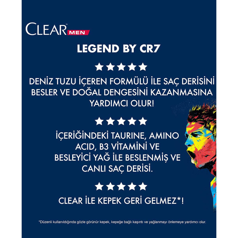 Clear Şampuan 350 ml Men Legend By CR7 Cristiano Ronaldo Kepeğe Karşı