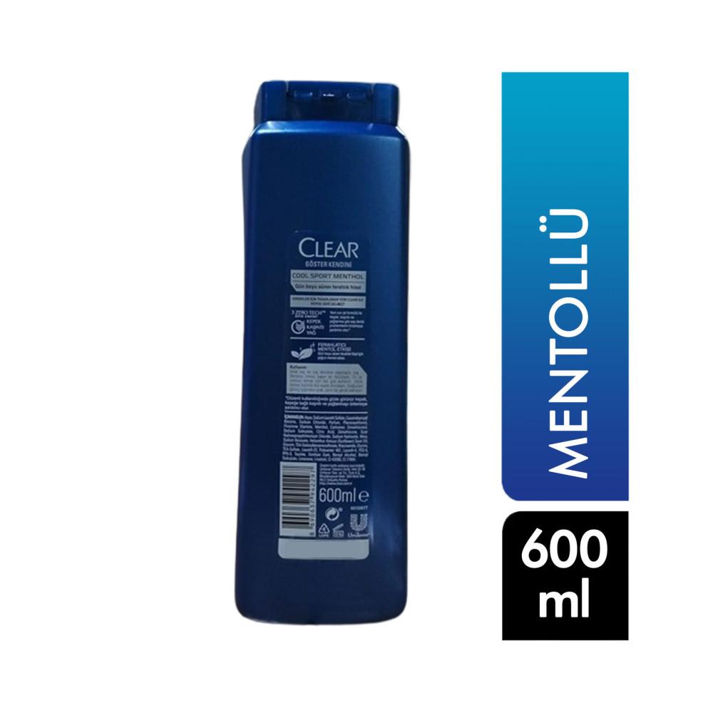 Clear Şampuan 600 ml Men Cool Sport Mentol Kepeğe Karşı Etkili