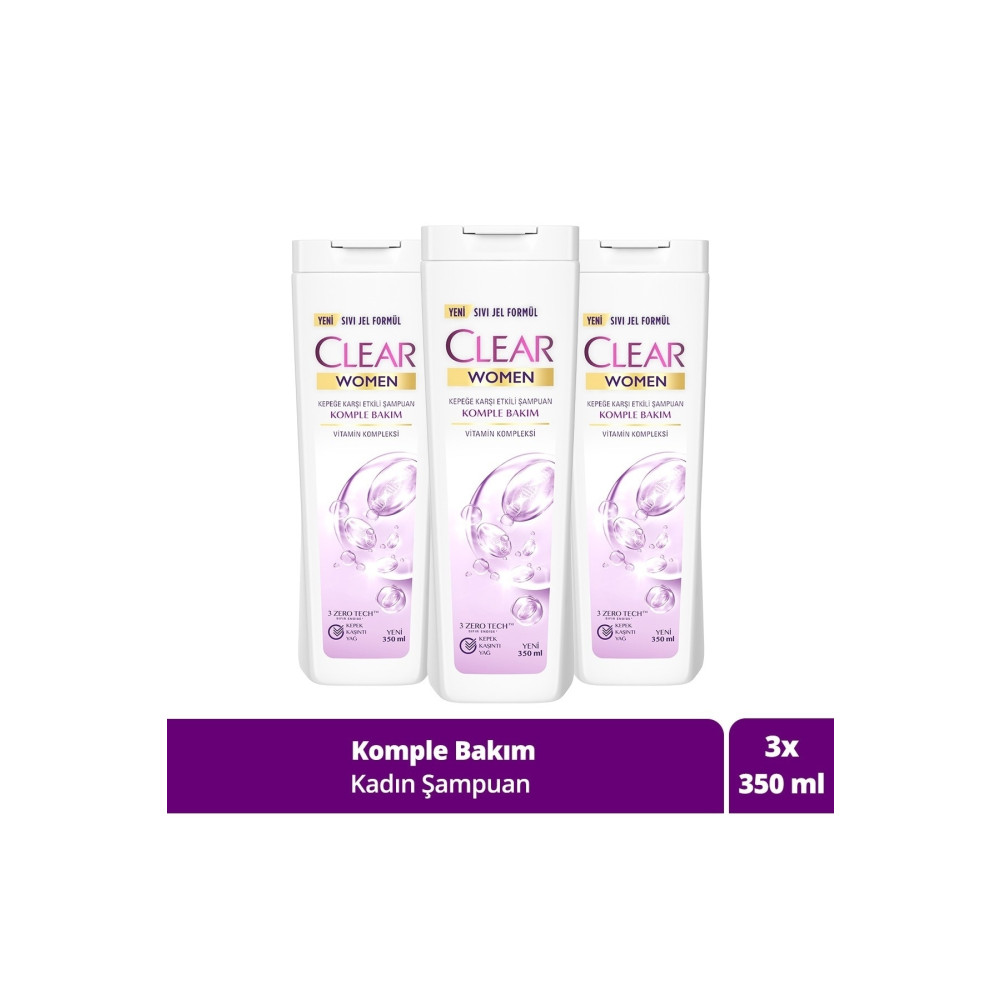 Clear Women Kepeğe Karşı Etkili Şampuan Komple Bakım Vitamin Kompleksi 350 Ml X3 Adet Şampuan ve Saç Kremi Fiyatı