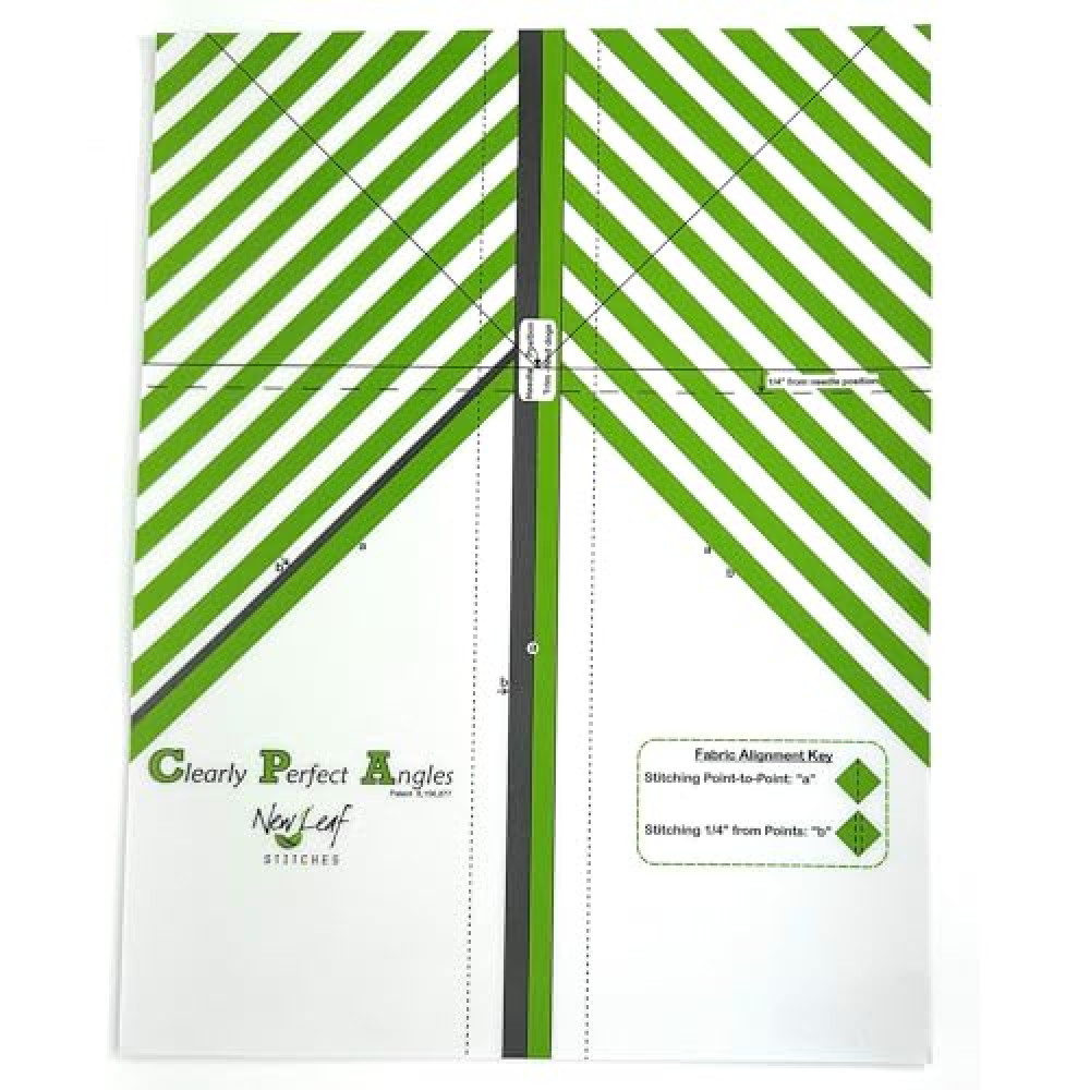 Clearly Perfect Angles Template by New Leaf Stitches – Color Coded Fabric Alignment Guide for Sewing 45 Degree Angles