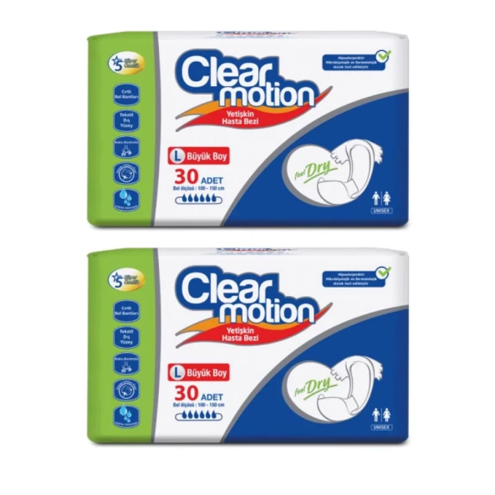 Clearmotion Belbantli Hasta Bezi Buyuk Boy Large Beden 2 Paket 60 Adet Hasta Bezleri ve Temizliği Fiyatı