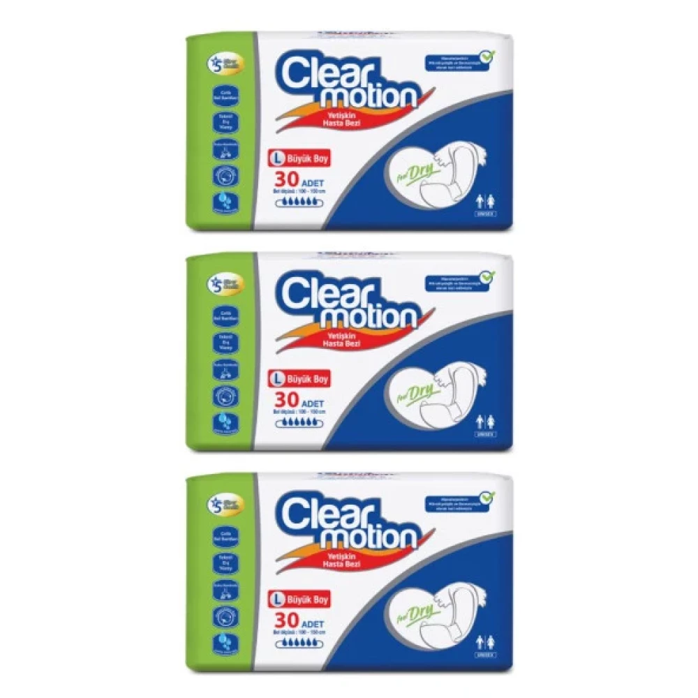 Clearmotion Belbantli Hasta Bezi Buyuk Boy Large Beden 3 Paket 90 Adet Hasta Bezleri ve Temizliği Fiyatı