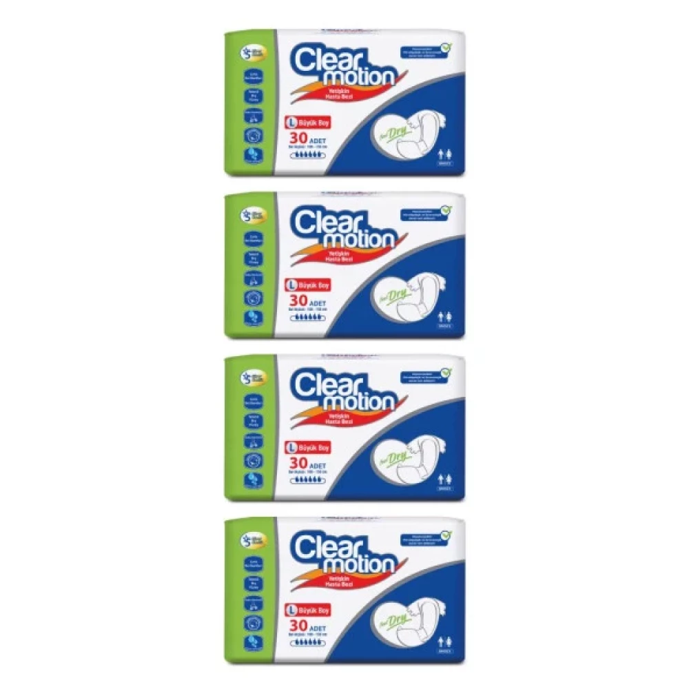 Clearmotion Belbantli Hasta Bezi Buyuk Boy Large Beden 4 Paket 120 Adet Hasta Bezleri ve Temizliği Fiyatı