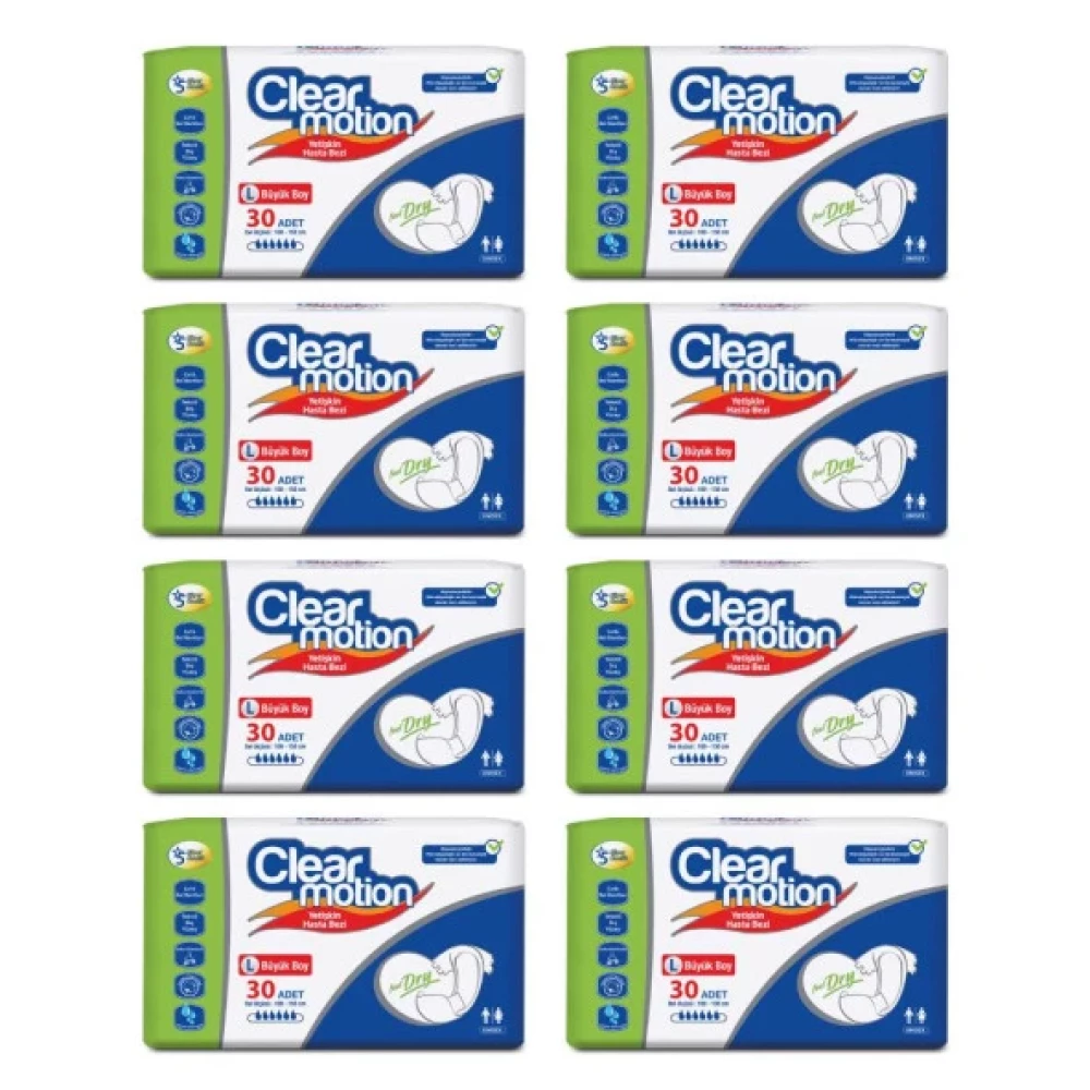 Clearmotion Belbantli Hasta Bezi Buyuk Boy Large Beden 8 Paket 240 Adet Hasta Bezleri ve Temizliği Fiyatı