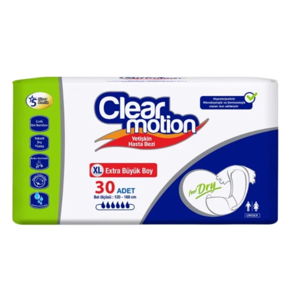Clearmotion Belbantli Hasta Bezi Ekstra Buyuk Boy X-Large Beden 30 Adet Hasta Bezleri ve Temizliği Fiyatı