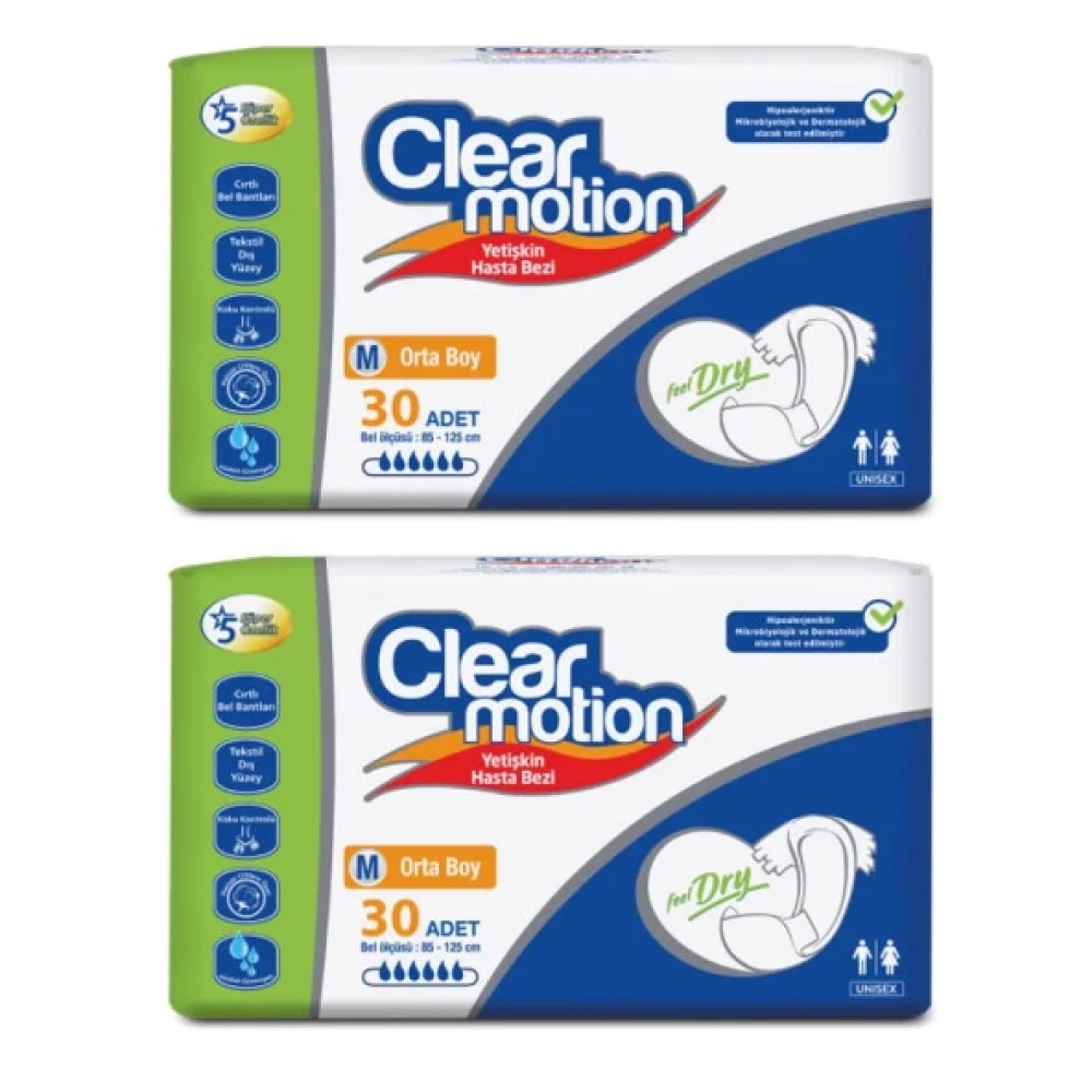 Clearmotion Belbantli Hasta Bezi Orta Boy Medium Beden 2 Paket 60 Adet Hasta Bezleri ve Temizliği Fiyatı