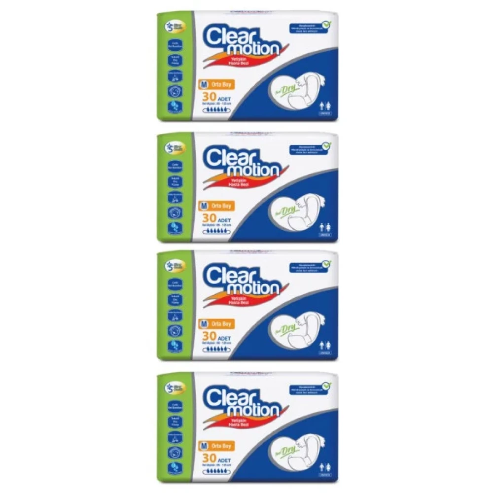 Clearmotion Belbantli Hasta Bezi Orta Boy Medium Beden 4 Paket 120 Adet Hasta Bezleri ve Temizliği Fiyatı