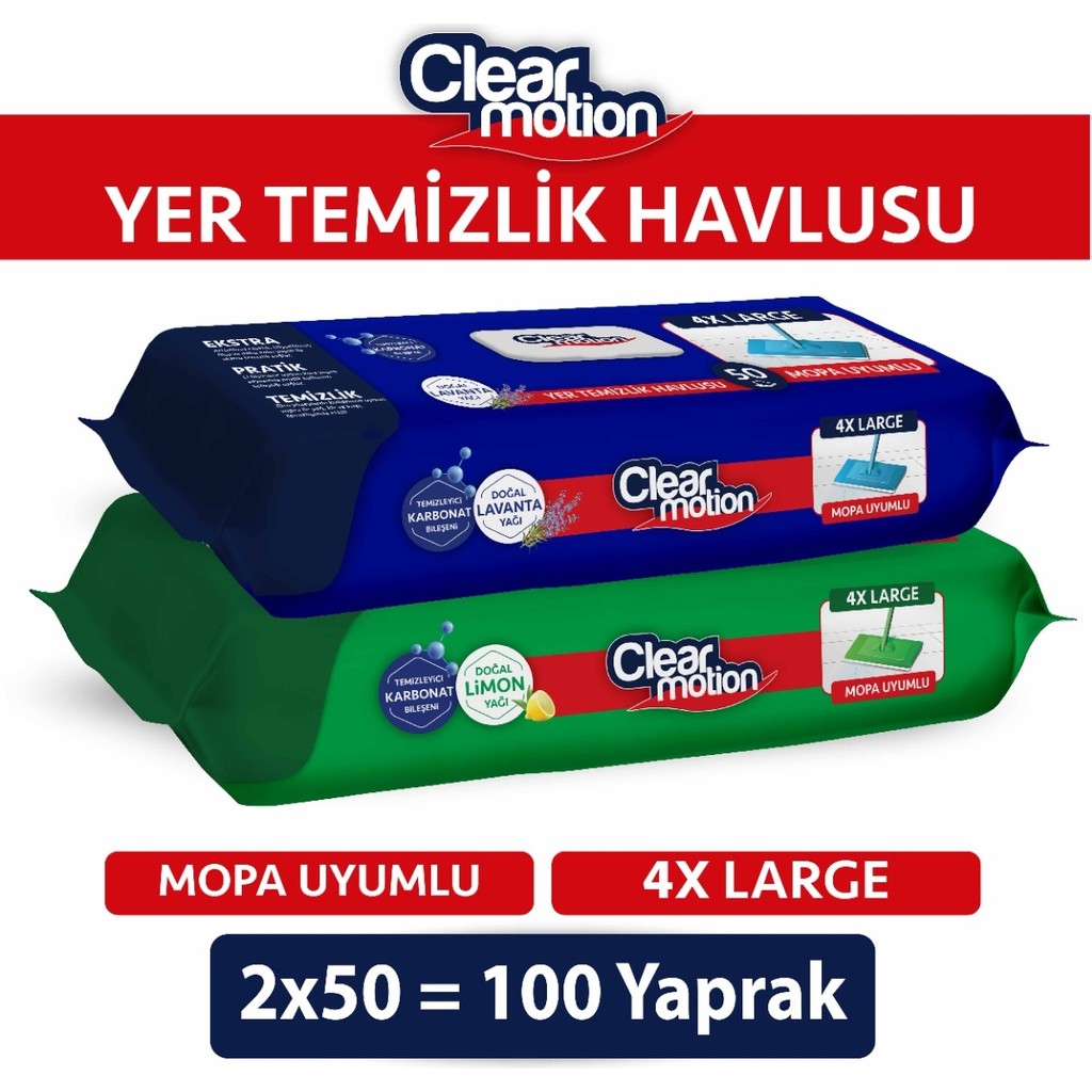 Clearmotion Yer Temizlik HAVLUSU(2X50) 100 Yaprak El / Yüz Havlusu Fiyatı