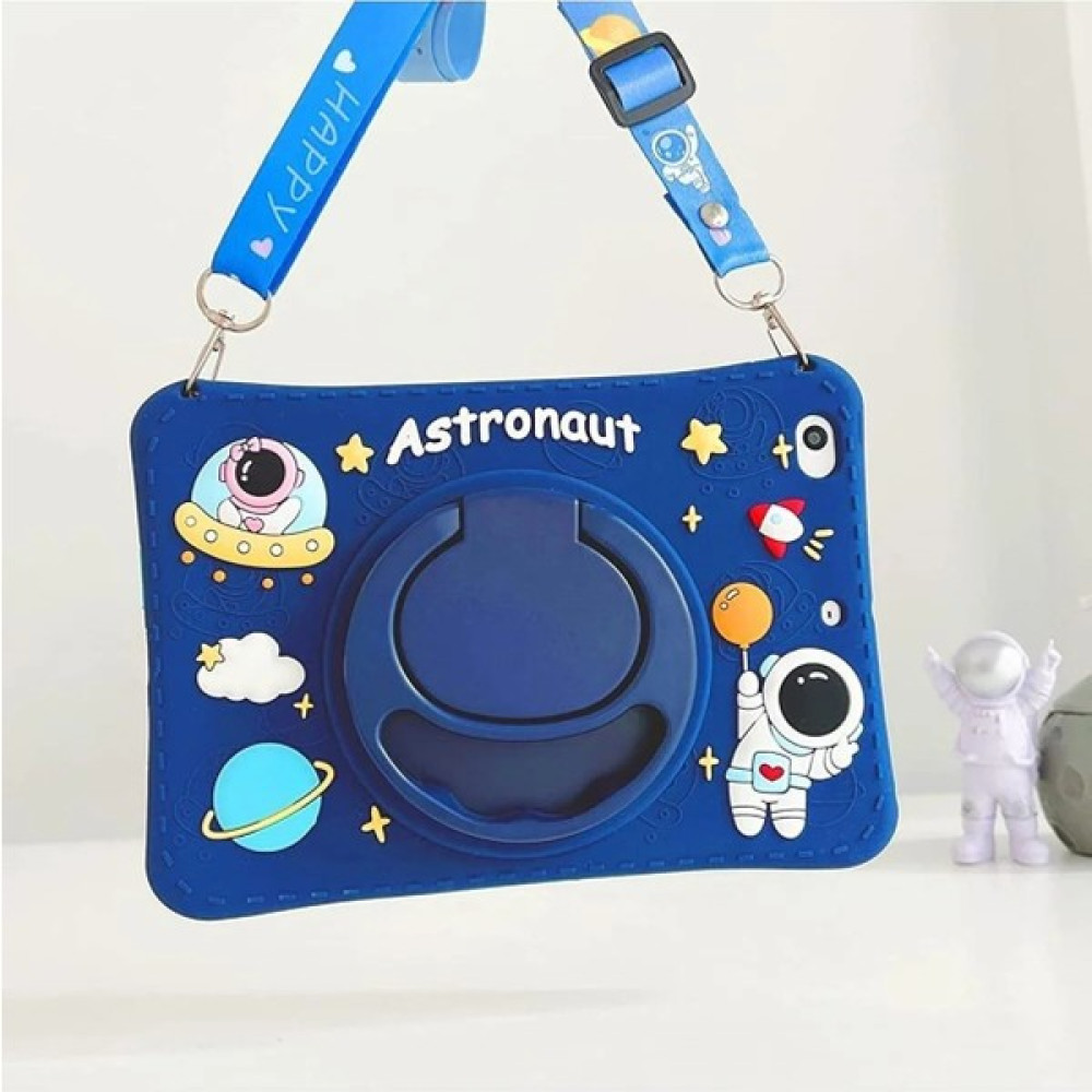 Clemon Apple iPad 10. Nesil 2022 10.9 Inç Standlı ve Boyun Askılı Astronot Figürlü Çocuk Tablet Kılıfı - Lacivert Tablet Kılıfı Fiyatı